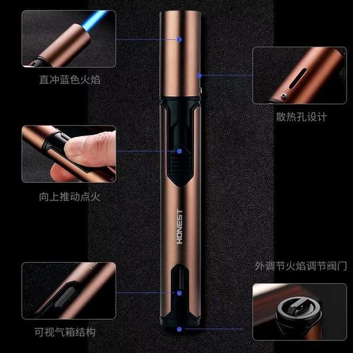 新款焊枪点火器户外打火机防风充气烧烤高温厨用直冲可视气安全锁