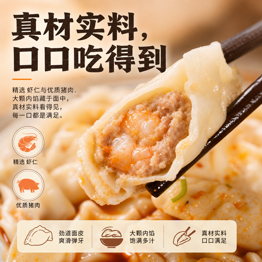 网红虾扯面虾滑宽面速冻面点速食儿童早餐拌面抄手面皮子夜宵点心