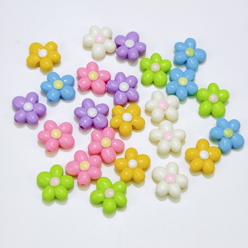 彩色五瓣花小雏菊散珠子亚克力