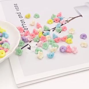 10mm亚克力春天色有孔小花朵珠子散珠diy手工儿童手链项链串珠