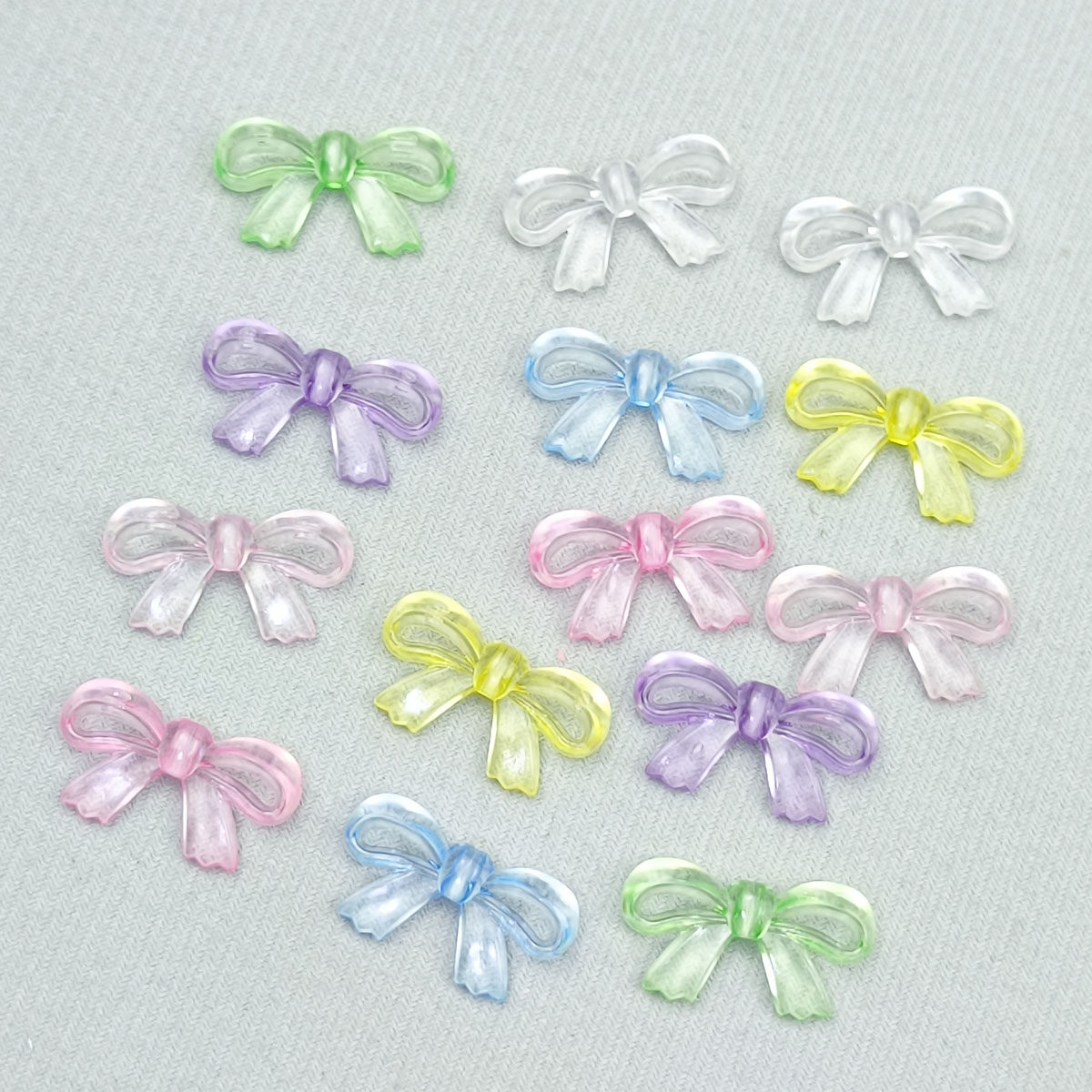 新款春天色透明飘带领结头饰diy饰品手机壳项链包包挂件材料配件