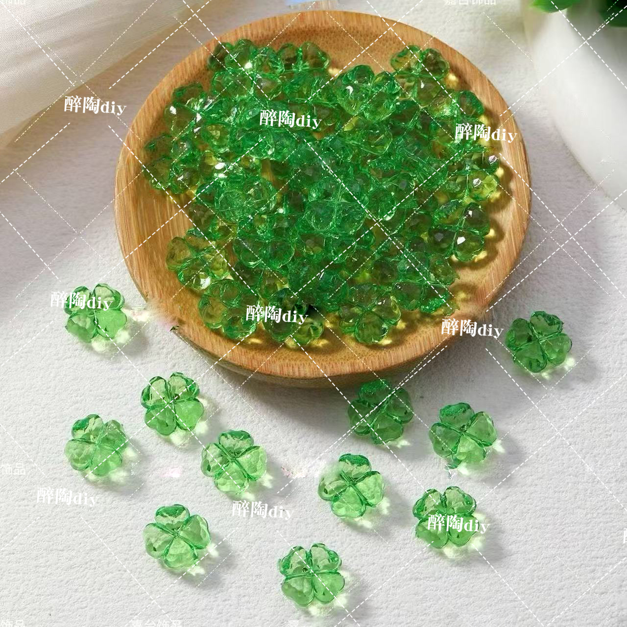 ins绿色四叶草DIY配件