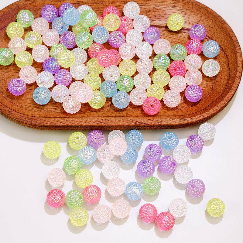 12mm亚克力糖果色镀彩杨梅球diy手工串珠散珠手链项链饰品配件