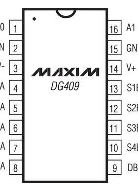 DG409CUE 8路/双4路、CMOS模拟多路复用器