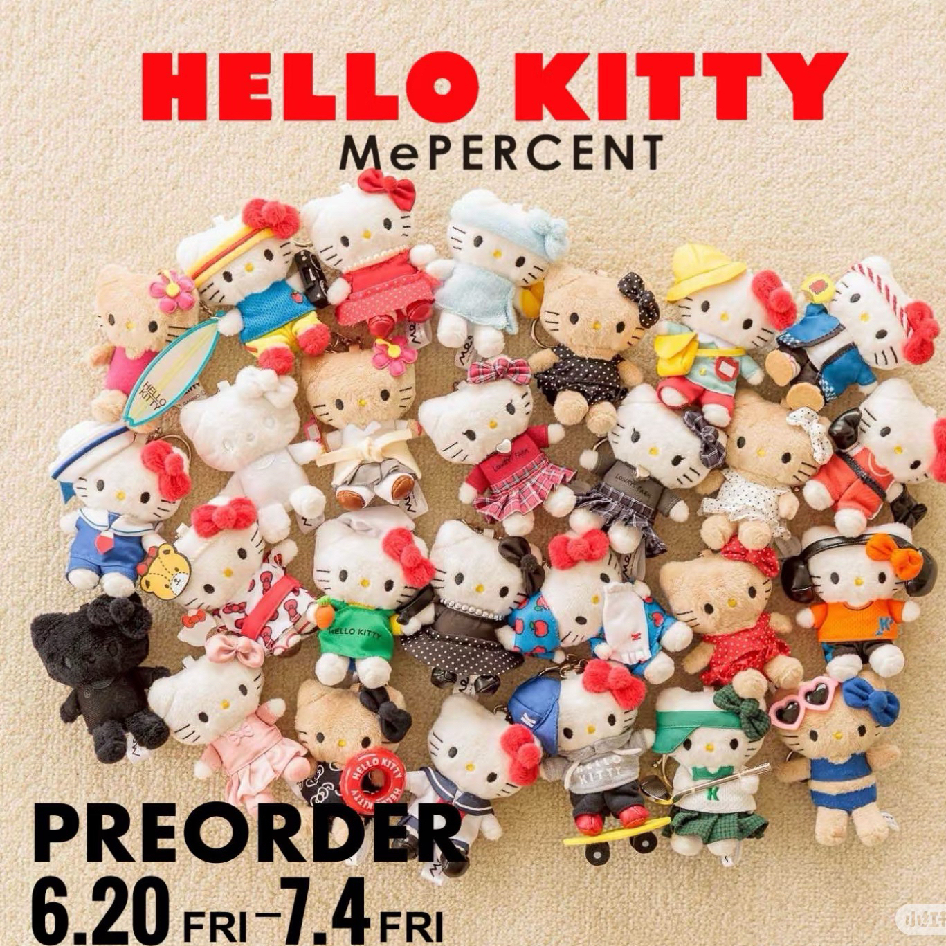 【25.6月预约】包邮日本Me%kitty挂件幼稚园波点滑板浴衣