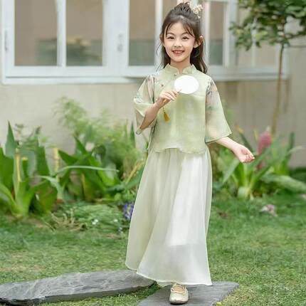 汉服女童马面裙套装夏装2024新款改良儿童女孩夏季中国风江南裙子