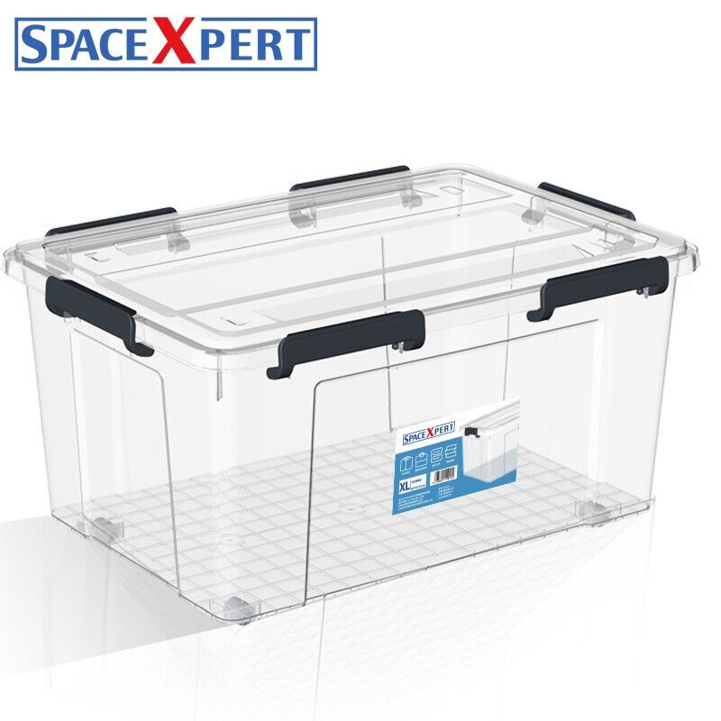 SPACEXPERT硅胶密封高透收纳箱95L单只衣物整理箱电子设备储物箱