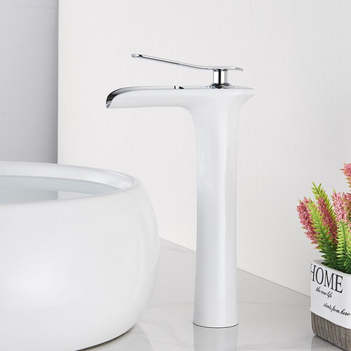 现货Basin Faucets Modern White BaDthroom Faucet Waterfall Fa