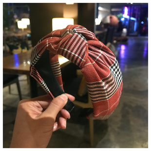 Korean version simple lattice hair hoop wide side headband