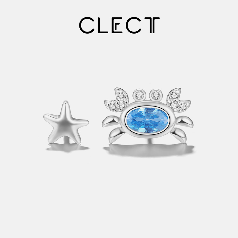 clect珂里小螃蟹耳钉女纯银耳环