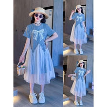 品牌女大童连衣裙夏季薄款2025新款女孩漂亮的短袖裙今年流行爆款