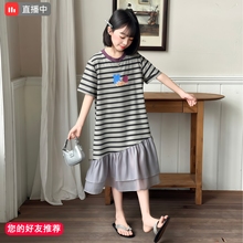 品牌女童独特超好看漂亮夏天裙子2025新款儿童夏季韩系条纹T恤连