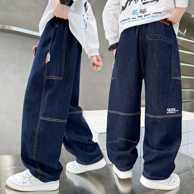 品牌男童牛仔裤痞帅风夏季2025新款青少年男大童裤子夏装男孩子阔