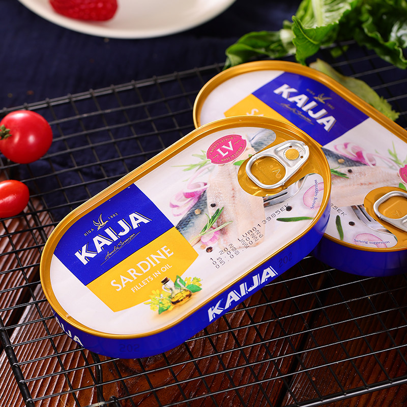 俄罗斯国家馆进口油浸沙丁鱼KAIJA牌海鲜即食下酒下饭菜无添加,水产肉类/新鲜蔬果/熟食,鱼类罐头,淘宝优惠券,粉丝福利购,淘宝优惠卷