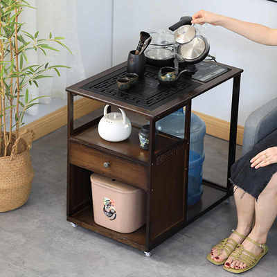 移动茶台小茶桌实木茶水柜家用茶车茶几边柜功夫茶具套装烧水一体