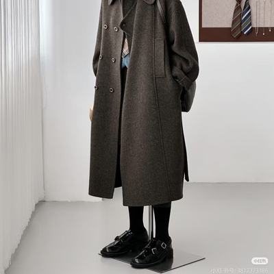 美拉德棕色毛呢外套女202
