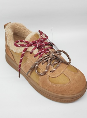 意尔康女靴2025冬季新款加绒女靴时尚百搭平底反绒皮5664AD130348