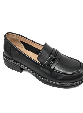 意尔康新款女2024春秋英伦风牛皮小皮鞋粗跟简约单鞋S162AB01153Y