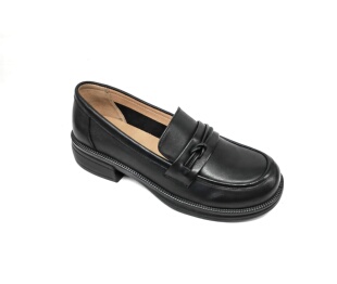 意尔康新款女2024春秋英伦风牛皮小皮鞋粗跟简约单鞋S162AB01153Y