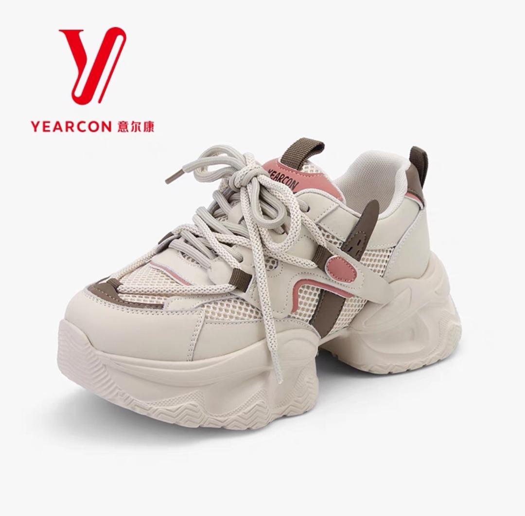 意尔康女鞋老爹鞋女款显脚小厚底网面透气舒适百搭S582AD05460Y