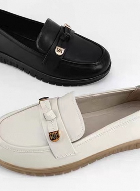 意尔康女鞋2025新款真皮豆豆鞋女单鞋软底皮鞋妈妈鞋5164AB08902Y