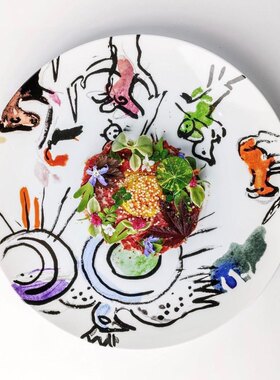 法国柏图 BERNARDAUD夏加尔哈达萨绘画玻璃咖啡杯联名2件套下午茶