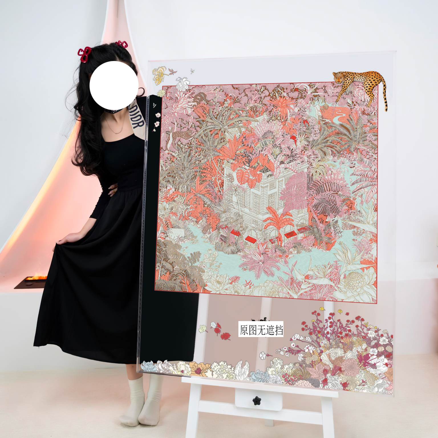 爱马丝巾装裱挂画仕亚克力林中斑马装饰画客厅奢侈品定制玄关摆画图片
