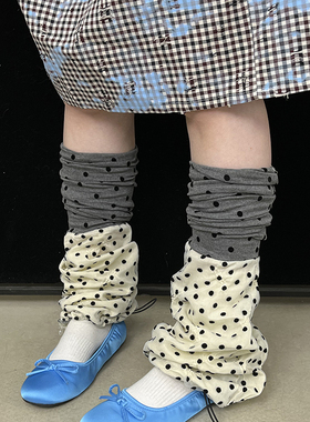 Ttsunami25SS 原创设计波点拼接雪纺纱针织百搭抽绳袜套腿套