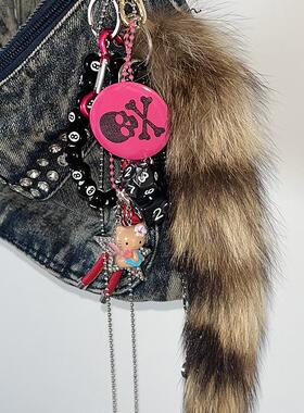 Ttsunami25SS原创设计水貂毛多功能极繁钥匙扣包挂挂件手机链