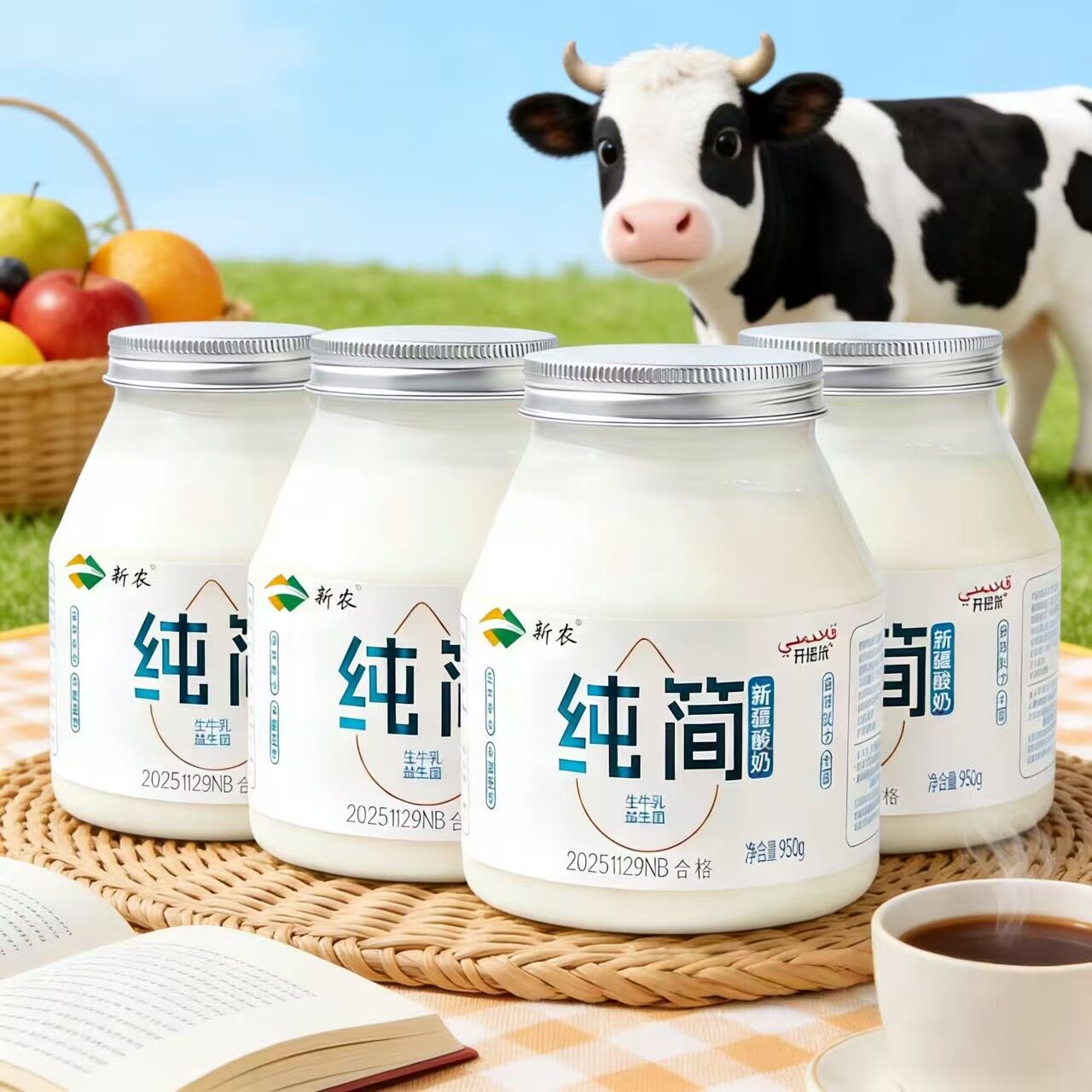 新农纯简新疆酸奶950g生牛乳益生菌低温酸奶下午茶水果沙拉追剧