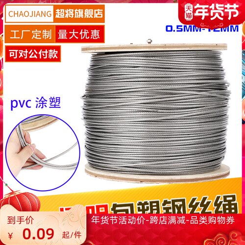 304不锈钢钢丝绳包塑pvc涂层电缆包胶线绳水泵吊起重绳子4 5 6mm - 封面