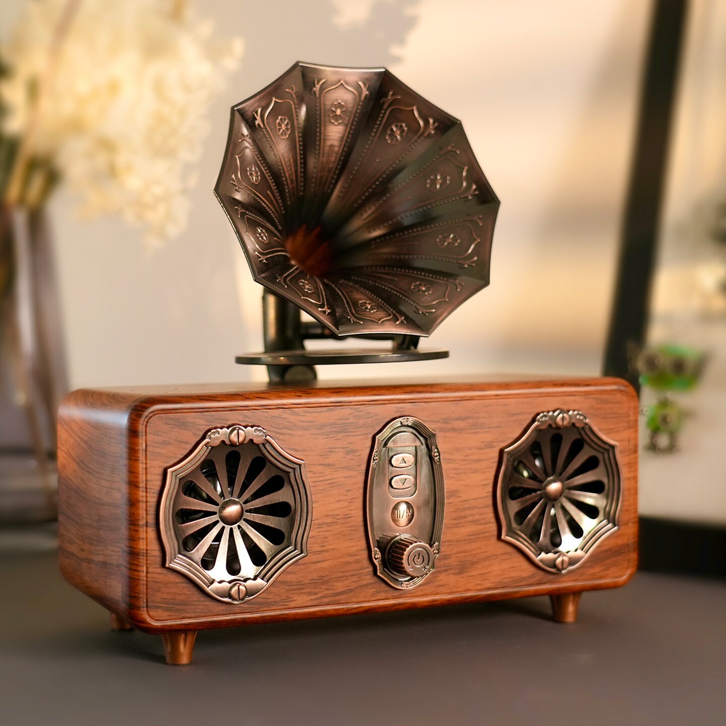 FVWA AS36复古无线蓝牙音箱高颜值收音机小U盘重低音炮家用迷你音