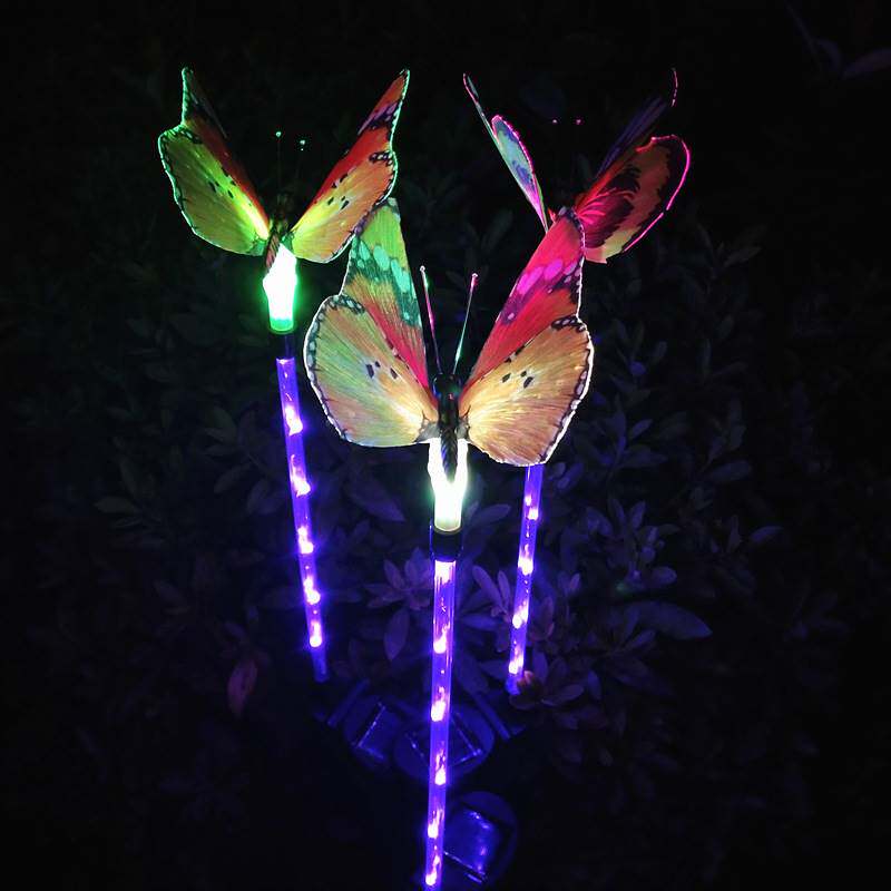 鼎承七彩渐变led光纤蝴蝶灯户外花园草坪庭院装饰灯太阳能蝴蝶灯
