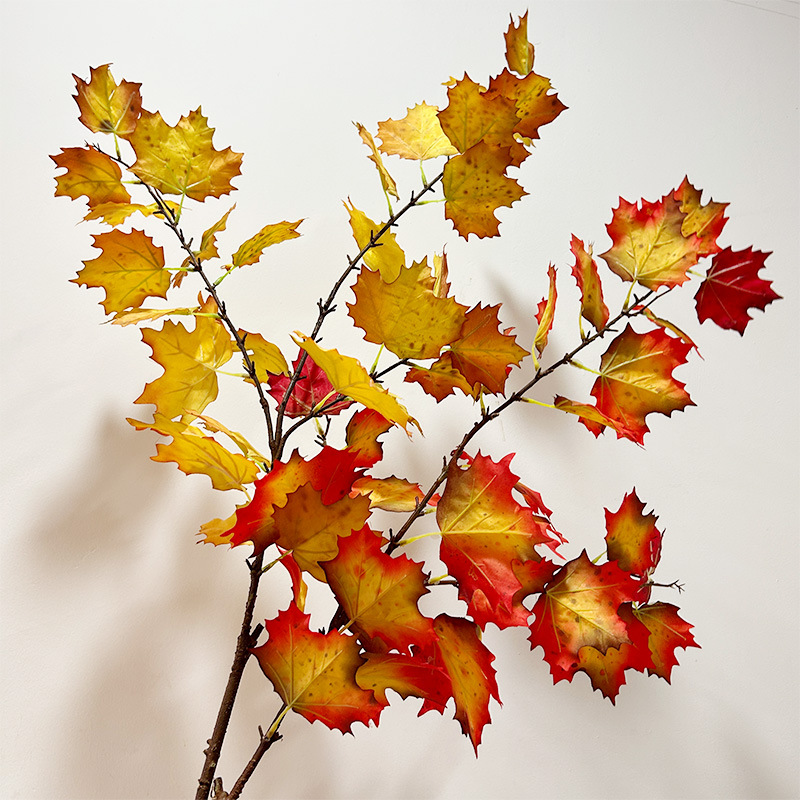 仿真梧桐树叶绿景工程装饰假叶子酒店插花红枫叶民宿摆放树叶饰品