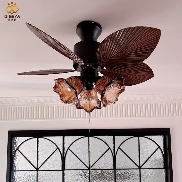 迪格雅新款法式中古风餐厅卧室变频静音一体胡桃木护眼风扇吸顶灯,家装灯饰光源,风扇灯,淘宝优惠券,粉丝福利购,淘宝优惠卷