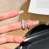 中古戒指纯银女复古拉丝工艺中古回流排钻戒指叠戴小众原创设计风