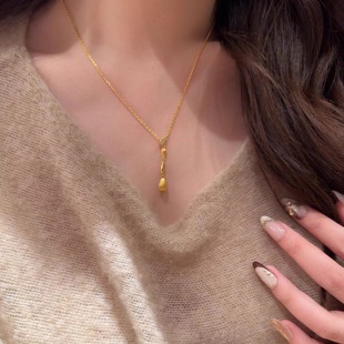 流苏锁骨链抽拉项链纯银女拉丝复古简约百搭项链2025新款 生日礼物
