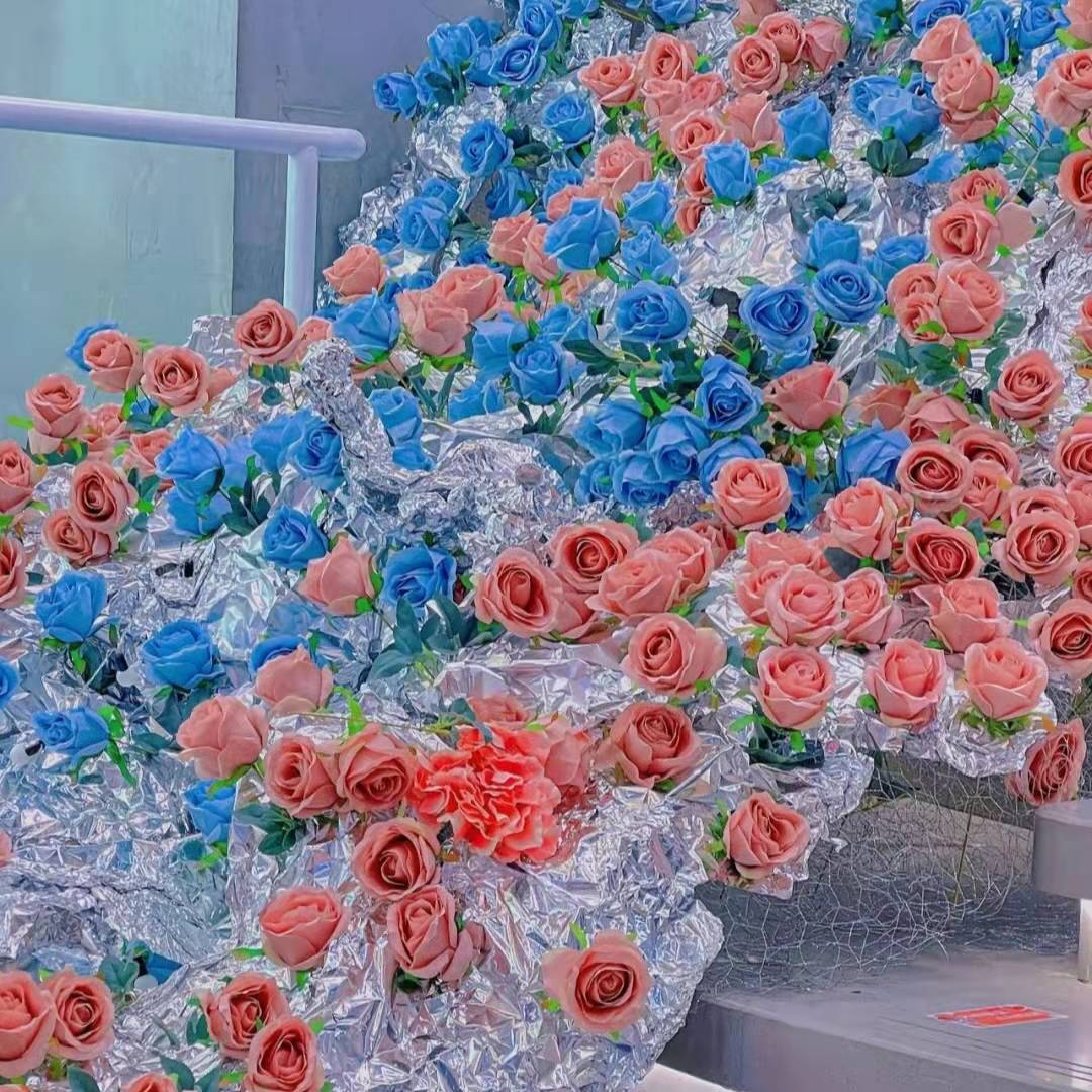 手工制作瀑布花冰川玫瑰锡纸婚礼庆典橱窗展示背景墙拍照用铝箔纸