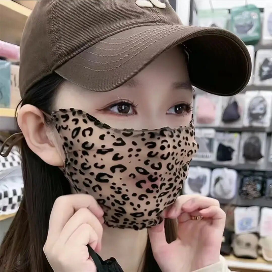 夏季时尚蕾丝防晒口罩护脸女士夏天加大护眼角户外遮阳薄款透气