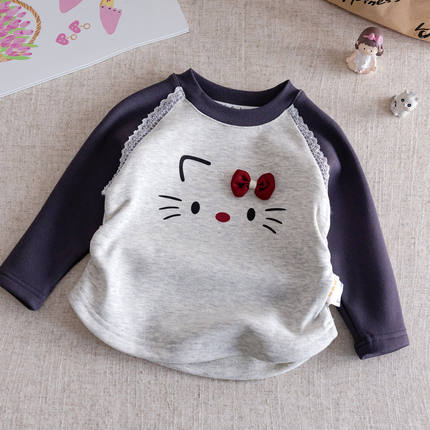HelloKitty长袖t恤秋冬百搭凯蒂猫保暖加绒打底衫冬季上衣可爱女