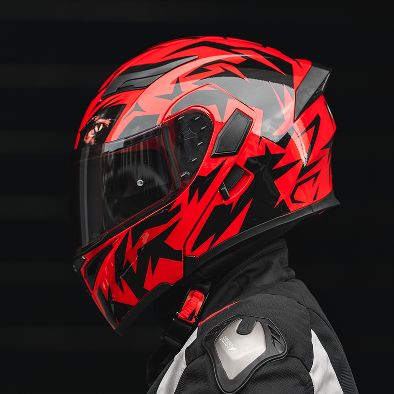 艾狮头盔揭面盔男机车全盔防雾双镜片摩托车头盔3c带蓝牙耳机摩旅