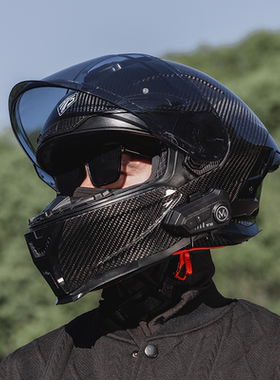 艾狮头盔全碳纤维摩托车全盔超轻3C认证夏季男仿赛机车带蓝牙耳机