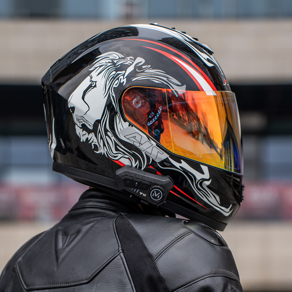 艾狮男女摩托车头盔个性犄角全盔机车四季冬季电动安全帽灰3c认证