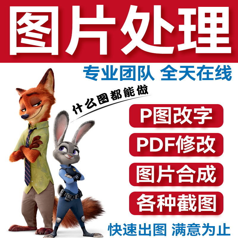 专业ps修图无痕改PDF文字数字图片处理人像证件照抠去水印美工