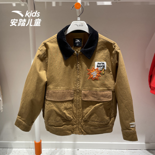 安踏儿童男童薄外套长尾豹马修2025年冬季新款翻领夹克352548602S