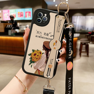腕带小羊皮少女适用苹果11手机壳斜跨式promax新款phonexsmaxr潮牌SE2022全包iponhe11防摔ipone7p女6p挂脖xr