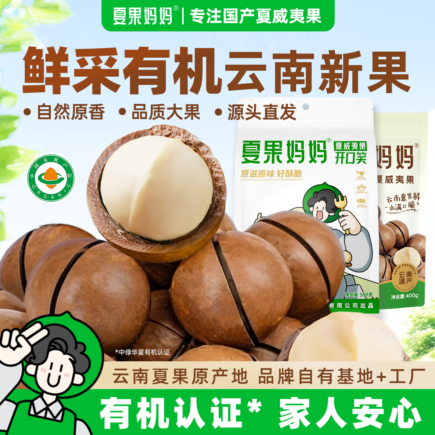 夏果妈妈夏威夷果500g有机原味无添加坚果孕妇健康零食云南新货