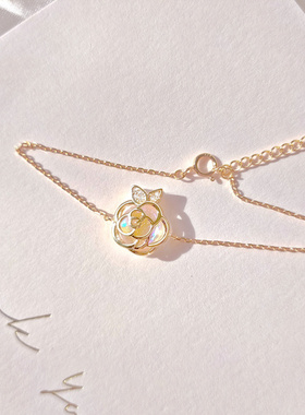 幻彩山茶花纯银手链轻奢高级感