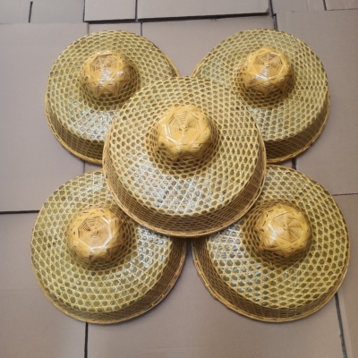 夏季斗笠竹编手工防晒草帽男士钓鱼遮阳道具农民户外帽采茶帽隔热