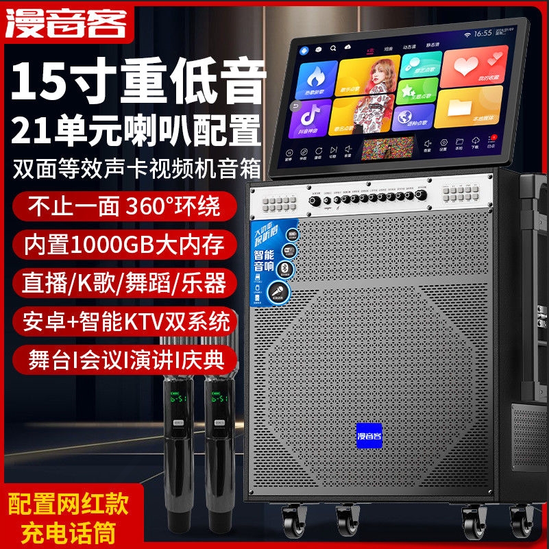 ktv音响套装音箱户外K歌音响带显示15寸点歌一体机家用卡拉ok家庭